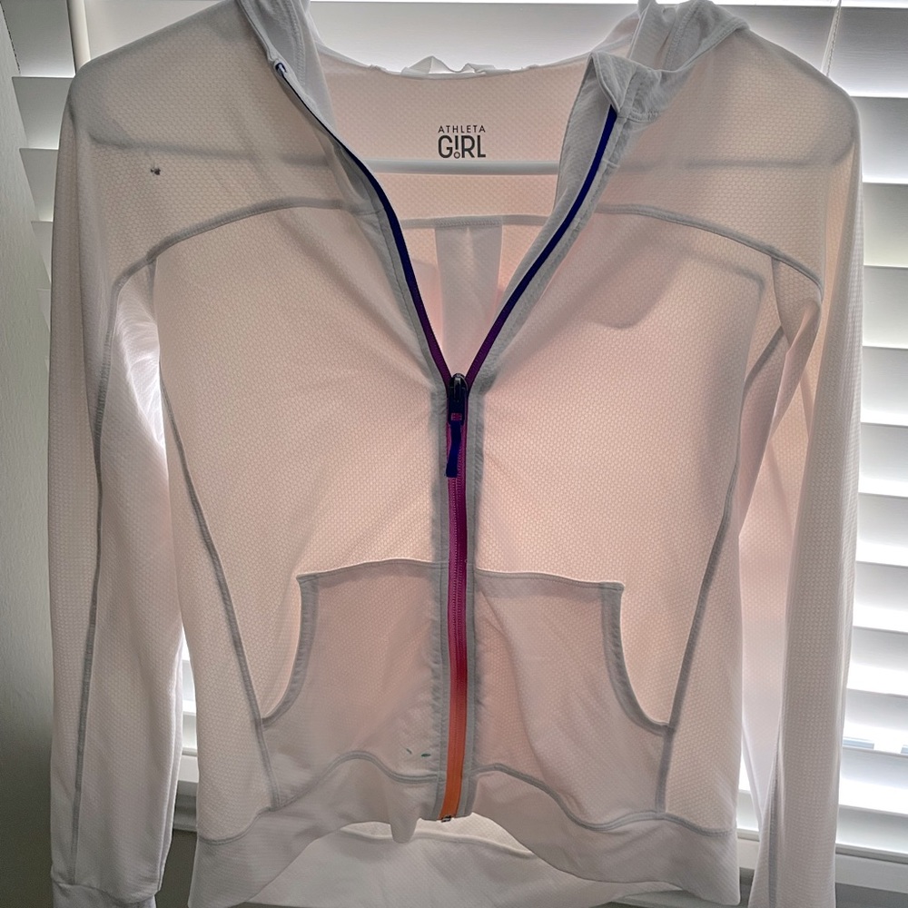 Athleta Girls white zipper hoodie